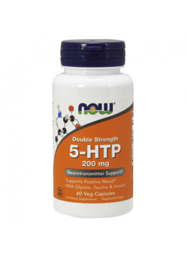 NOW 5-HTP + Glycin, Taurin a Inositol, 200 mg, 60 rostlinných kapslí