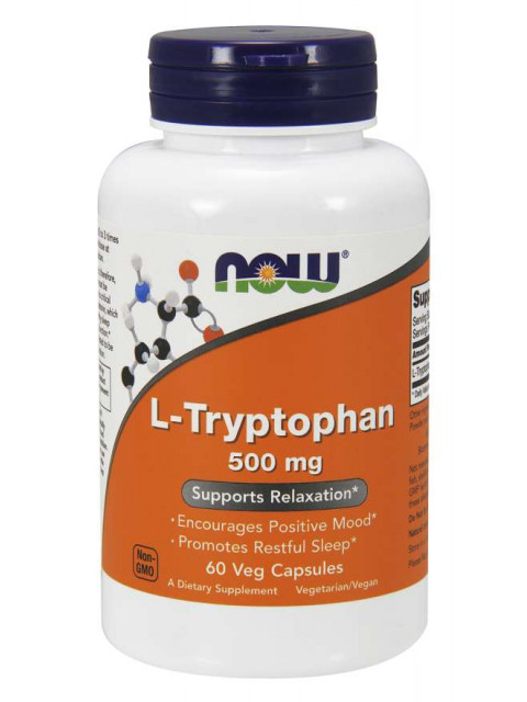 NOW L-Tryptofan 500 mg, 60 rostlinných kapslí