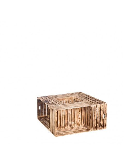 ČistéDřevo Dřevěné opálené bedýnky konferenční stolek 84 x 39 x 84 cm