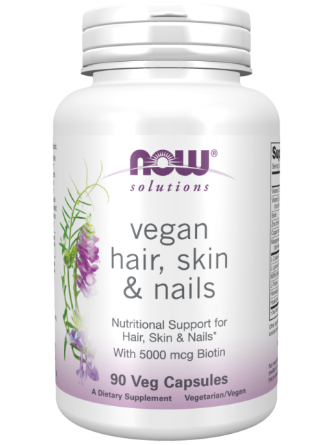 NOW Vegan Hair, Skin & Nails (zdravé vlasy, pleť a nehty), 90 rostlinných kapslí