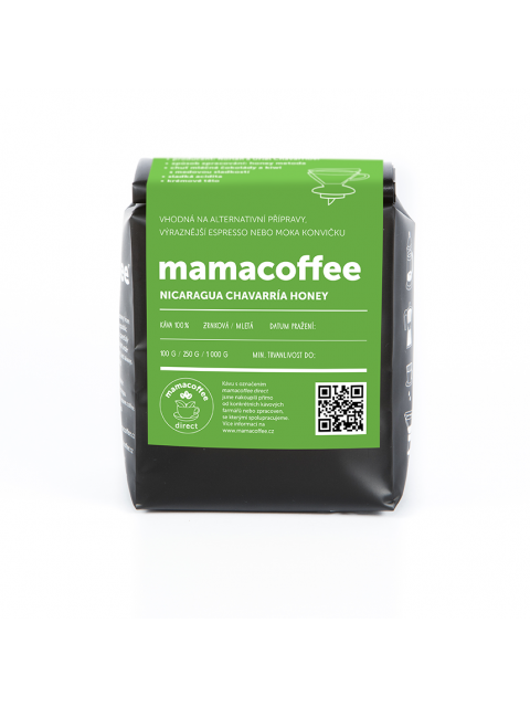 mamacoffee výběrová káva Nicaragua Chavarría Honey zrnková 250 g - mléčná čokoláda a kiwi s medovou sladkostí