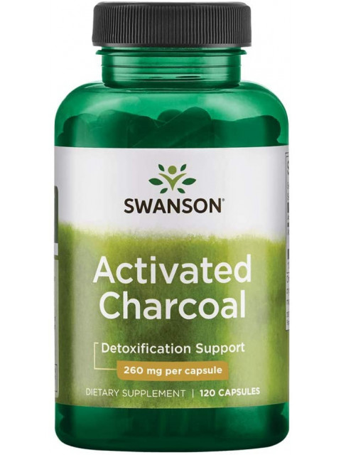 Swanson Activated Charcoal (Aktivní uhlí), 520 mg, 120 kapslí