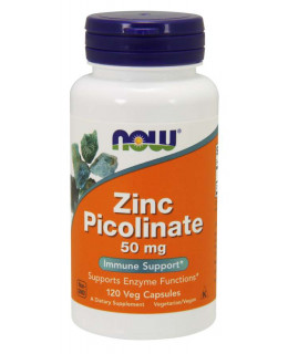 NOW Zinc Picolinate (zinek pikolinát), 50 mg, 120 rostlinných kapslí