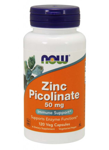 NOW Zinc Picolinate (zinek pikolinát), 50 mg, 120 rostlinných kapslí