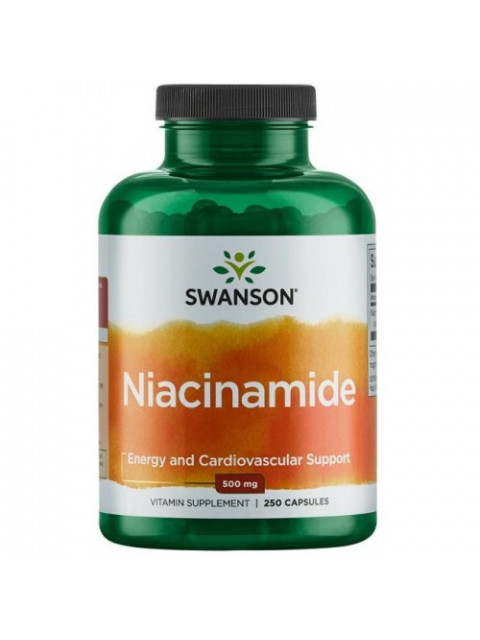 Swanson Nikotinamid Vitamín B3 (Niacinamide), 500 mg, 250 kapslí