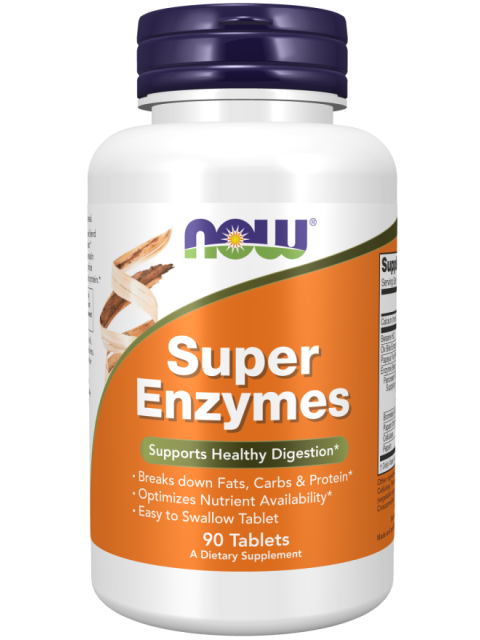 NOW Super Enzymes, komplexní trávící enzymy, 90 tablet