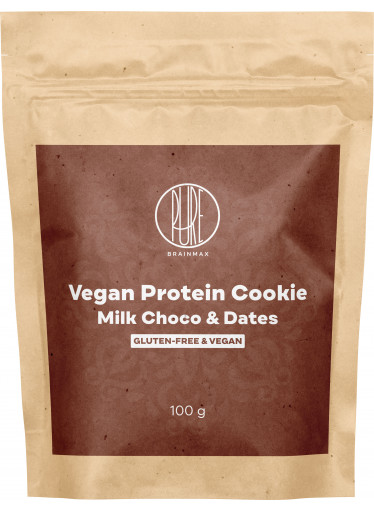 BrainMax Pure Vegan Protein Cookie, Mléčná čokoláda & Datle, 100 g