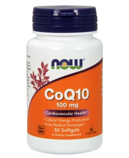 NOW CoQ10 s vitamínem E, 100 mg, 50 softgelových kapslí