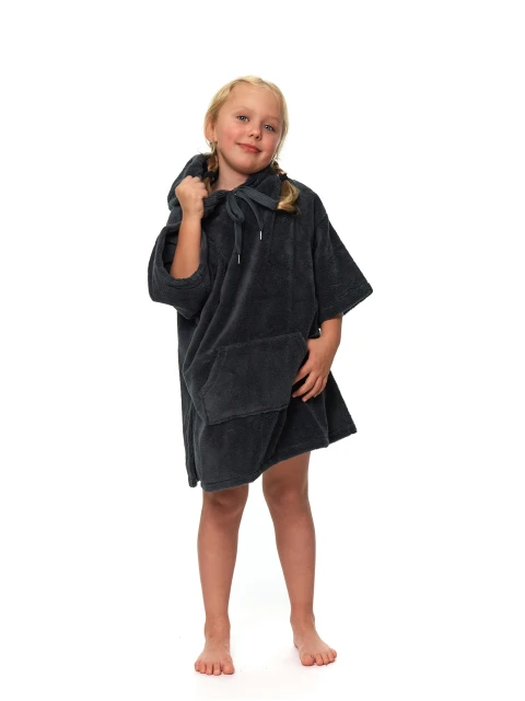 Dětské plážové pončo s výšivkou, 3-5 let, Cool Gray