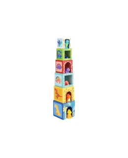 TookyToy Barevné skládací kostky s dinosaury