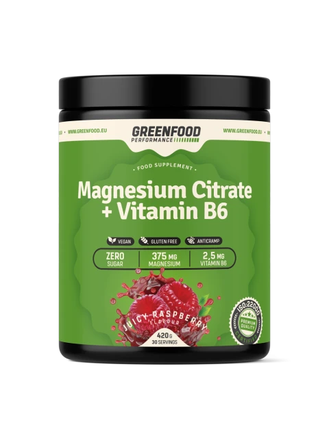 GreenFood Performance Magnesium Citrate + Vitamin B6 420g - Malina