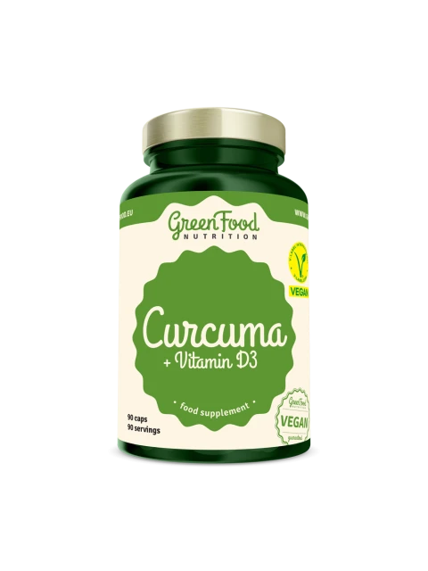 GreenFood Curcuma + Vitamín D3 90 kapslí