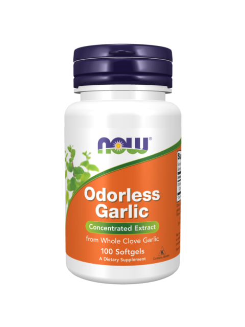 NOW Odorless Garlic (česnekový extrakt bez zápachu), 100 softgelových kapslí