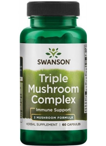Swanson Triple Mushroom Standardized Complex (Maitake, Reishi, Shiitake), 60 kapslí