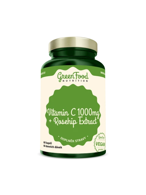 GreenFood Vitamin C 1000 + Extrakt ze šípků 60 kapslí