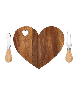ČistéDřevo Sada na servírování sýrů - srdce