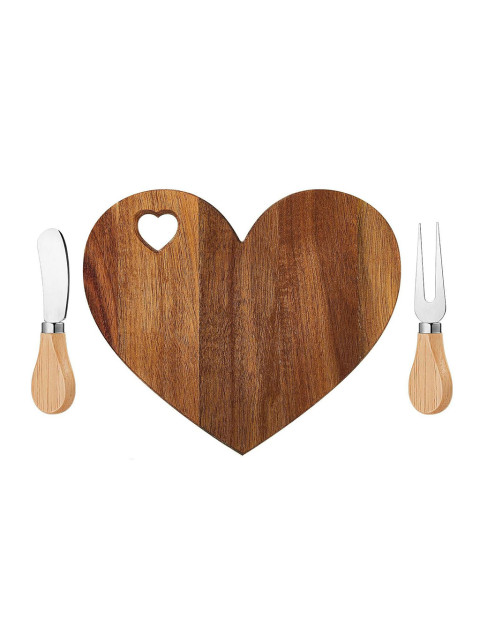 ČistéDřevo Sada na servírování sýrů - srdce