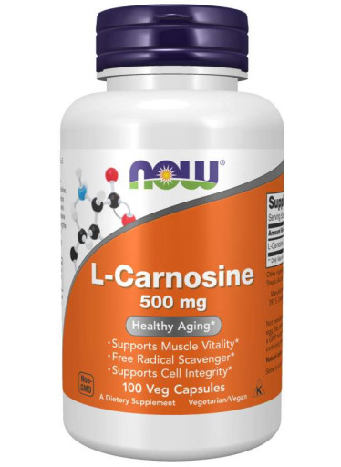 NOW L-Karnosin, 500 mg, 100 rostlinných kapslí
