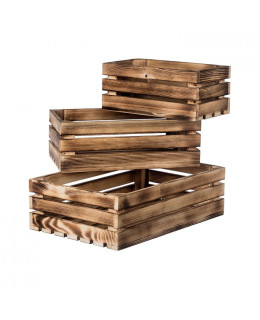 ČistéDřevo Opálené dřevěné bedýnky smrk II - komplet 3 ks