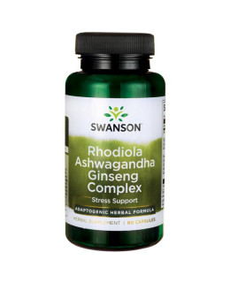 Swanson Rhodiola Ashwagandha Ginseng Complex, 60 kapslí