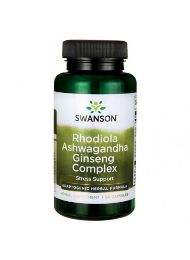 Swanson Rhodiola Ashwagandha Ginseng Complex, 60 kapslí