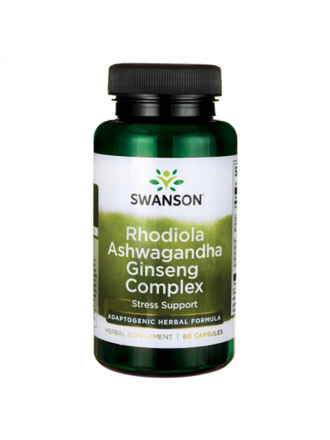 Swanson Rhodiola Ashwagandha Ginseng Complex, 60 kapslí