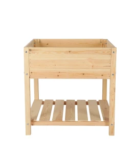 ATMOWOOD Vyvýšený dřevěný truhlík s policí 78 x 78 cm - borovice