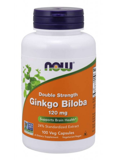 NOW Ginkgo Biloba Double Strenght, 120 mg, 100 rostlinných kapslí
