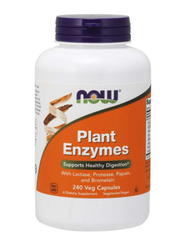 NOW Plant Enzymes, rostlinné enzymy, 240 rostlinných kapslí