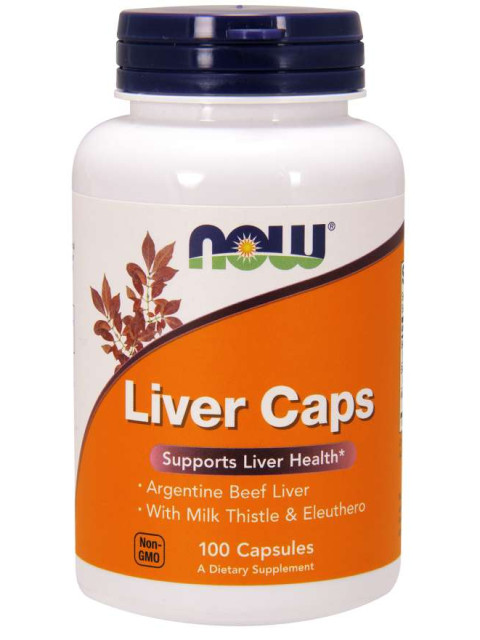 NOW Liver Caps, Hovězí játra, (podpora jater), 100 kapslí