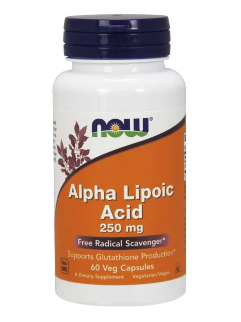 NOW Alpha Lipoic Acid (Kyselina Alfa Lipoová), 250 mg, 60 rostlinných kapslí