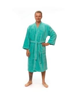 Pánský župan kimono s výšivkou, Pool Blue