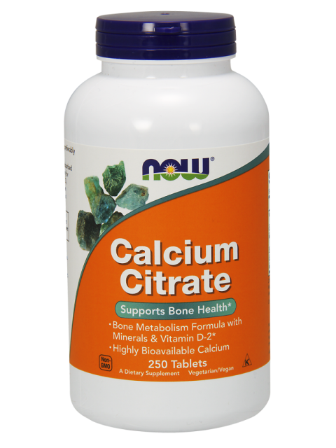 NOW Calcium Citrate with minerals & Vitamin D-2 (vápník s minerály a vitamínem D2), 250 tablet