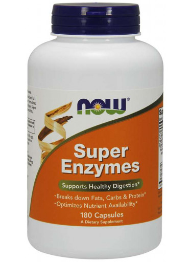 NOW Super Enzymes, komplexní trávící enzymy, 180 kapslí