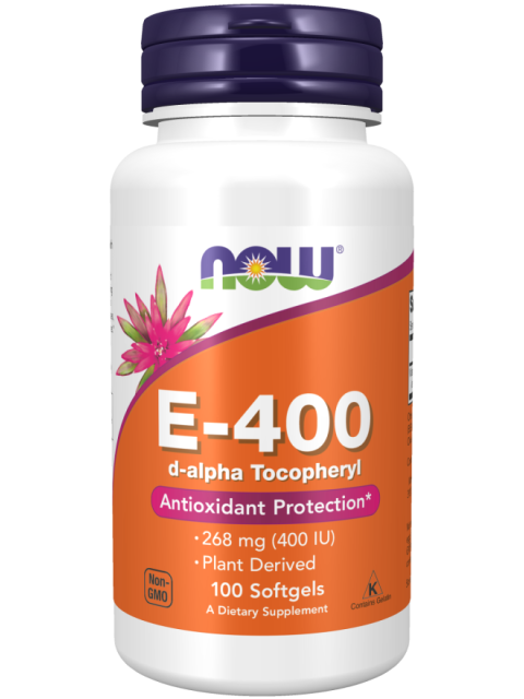 NOW Vitamin E 400 IU (vitamin E ), 100 softgelových kapslí