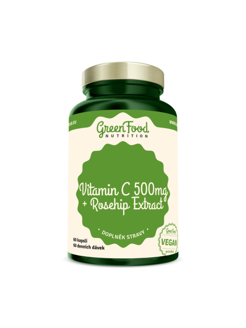 GreenFood GreenFood Vitamin C 500 + Extrakt ze šípků, 60 kapslí - EXPIRACE 11/2023