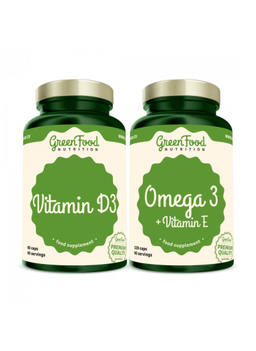 GreenFood Omega 3 120 kapslí + Vitamin D3 60 kapslí