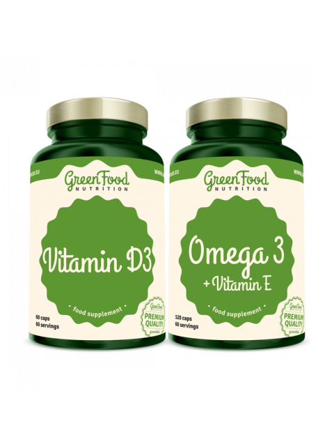 GreenFood Omega 3 120 kapslí + Vitamin D3 60 kapslí