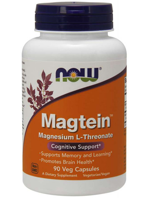 NOW Magtein Magnesium (hořčík L-treonát), 90 rostlinných kapslí