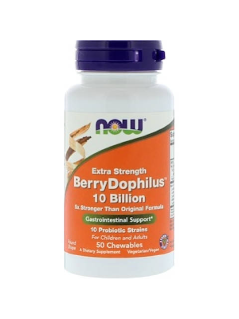 NOW BerryDophilus Extra Strength (probiotika pro děti), 50 žvýkacích pastilek