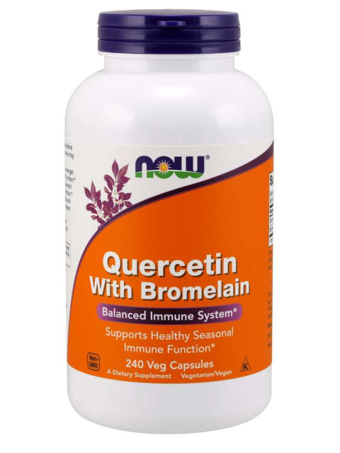 NOW Quercetin with Bromelain, Kvercetin, 240 rostlinných kapslí