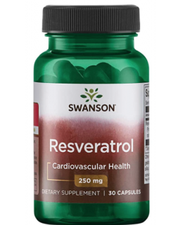 Swanson Resveratrol, 250 mg, 30 kapslí