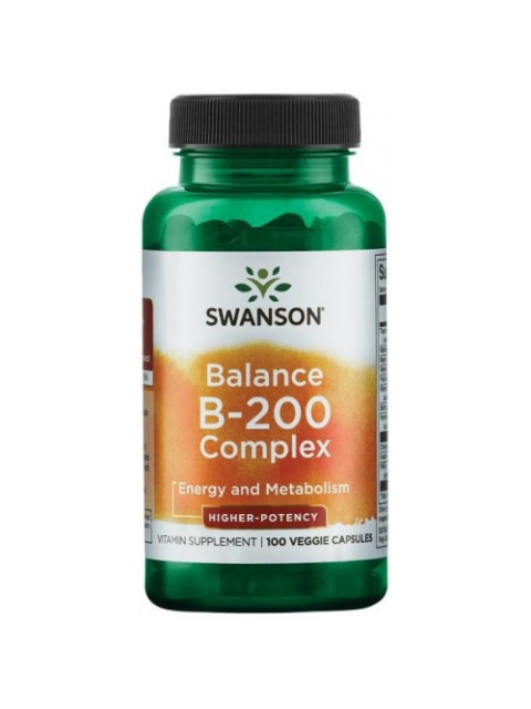Swanson Balance B-200, Vitamíny B s lepší vstřebatelností, 100 rostlinných kapslí