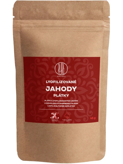 BrainMax Pure Lyofilizované jahody - plátky, 45 g - EXPIRACE 10/2022