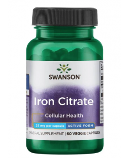 Swanson Iron Citrate (železo), 25 mg, 60 rostlinných kapslí