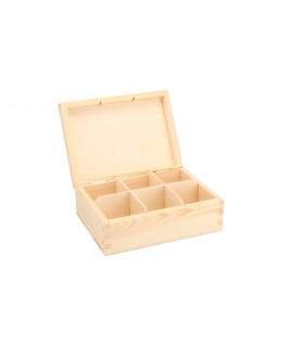 ČistéDřevo Dřevěná krabička na čaj (6 přihrádek)