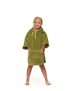 Dětské plážové pončo s výšivkou, 3-5 let, Olive Green