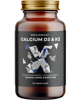 BrainMax Calcium D3 & K2, vápník s vitamínem D3 & K2, 30 rostlinných kapslí