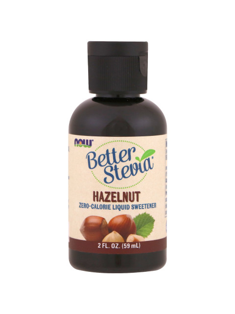 NOW Better Stevia Liquid, Lískový oříšek, 59ml
