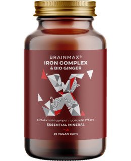 BrainMax Iron Complex, železo bisglycinát, 25 mg, 50 rostlinných kapslí
